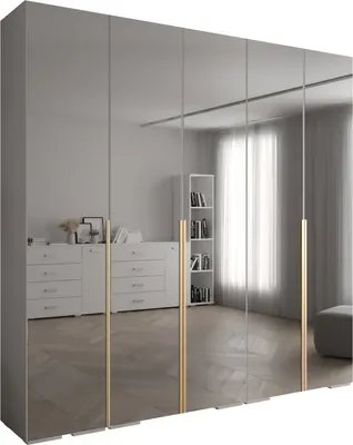 Produktbild von MEBLE KRYSPOL Inova 1 Schrank Spiegel - 236,7x250x47cm - Weiß Weiß Gold