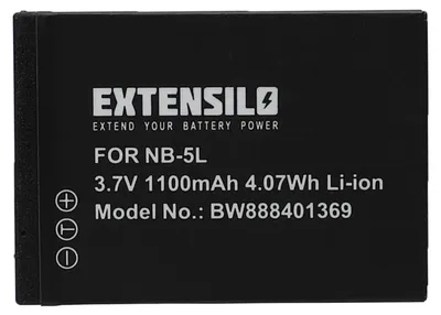 Produktbild von EXTENSILO Akku kompatibel mit Canon PowerShot S100, SD900, SD900Ti, SD700, SD800, SX210 IS, SX120 IS, SX200 IS Kamera (1100 mAh, 3,7 V, Li-Ion)