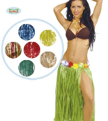 Produktbild von langer Hawaii Rock mit Blumen für Damen