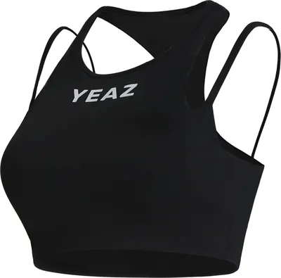Produktbild von AMOROUS Sporttop für Fitness & Yoga mit herausnehmbaren Pads, hochgeschlossener Vorderseite und extravagantem Racerback-Design