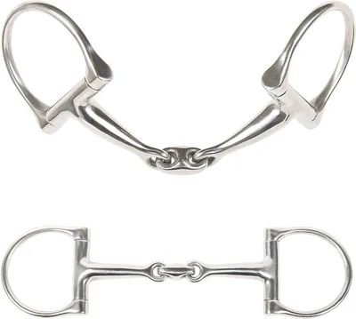Productafbeelding van Paardenbit Dubbel Gebroken - D-Trens - Paardrijden - Vast D-Ring Ontwerp - 14.5 cm - Zilverkleurig