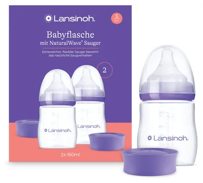 Produktbild von Lansinoh Babyflaschen mit NaturalWave Sauger S, 160 ml, 2 Stück