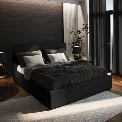 Produktbild von Masseno Polsterbett PARMA 160x200 cm, Polsterbett mit Bettkästen -Schwarz, LINCOLN 100