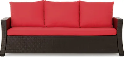 Produktbild von Gartenkissen Set Rot – 160x60 + 3x50x56 cm Gartenkissen für ein 2-3-Sitzer-Sofa  Weiche Auflagen für Rattan/Polyrattan – Abnehmbare Bezüge