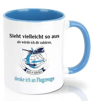Immagine prodotto di Tazza da caffè per piloti, 330 ml, in Vetroceramica, bianca e blu, con scritta