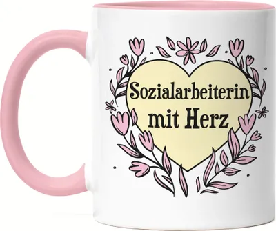 Produktbild von Sozialarbeiterin mit Herz Tasse Rosa Geschenkidee Zum Danke Sagen Beste Sozialarbeiterin