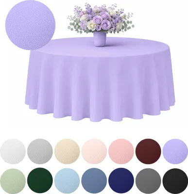 Produktbild von MEBLE ODNOWA, Runder Tischdecken-Bezug, Matt Tischdecke, Lavendel, 320 cm, Bankett und Hochzeitstischdecke, Tischschutz, Elegant, Formstabil, Elastisch, Strapazierfähig, Maschinenwaschbar