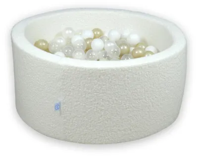 Obrázek produktu pro Dry Pool 90x40 Boucle White 300 kuliček: transparentní, bílá, perleťová, světle zlatá