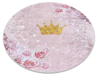 Image de Tapis lavable JUNIOR 51549.802 cercle couronne pour les enfants antidérapant - rose rose cercle 120 cm