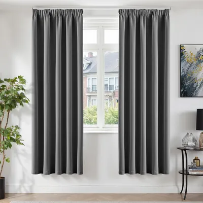 Produktbild von Verdunkelnde Vorhänge, dunkelgrau, Set aus 2 Stück, 220 x 140 cm, geeignet für Schienen mit Falzgurt