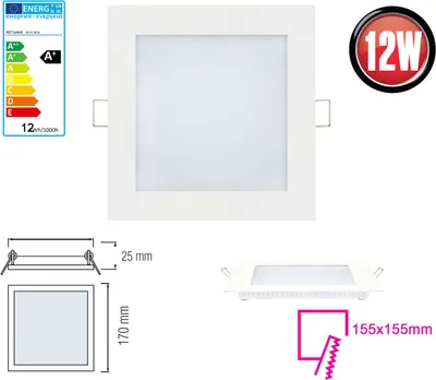 Produktbild von 12W LED Panel Einbaustrahler 170x170mm Spot Einbauleuchte Warmweiß 910 Lumen Deckenleuchte Eckig