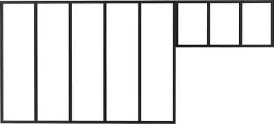 Produktbild von Innenfenster aus pulverbeschichtetem Aluminium Schwarz 150 x 105 cm + Oberlicht 83 x 40 cm (B x H) – BAYVIEW