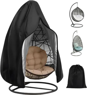 Produktbild von Hängesessel Abdeckung Outdoor,Abdeckung Hängesessel Wasserdicht Winterfest 210D Oxford Gewebe Winddicht Anti-UV Hängestuhl Abdeckunng Schutzhülle für Hängekorb Schwingsessel (200x230cm)