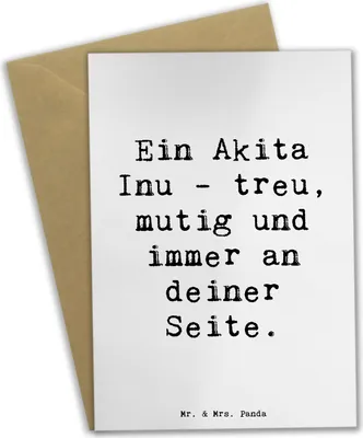 Produktbild von Mr. & Mrs. Panda Glückwunschkarte Spruch Akita Inu Freund - Weiß - Geschenk, Wachhunde, Loyalität, immer an deiner Seite, Hundezucht, intelligenter Hund, weihnachtskarten