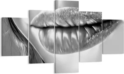Produktbild von Bild auf Leinwand - Leinwandbild - Lippen Gesicht weiblich Lippenstift - 125x70cm - Wand Bild - Wanddeko - Leinwanddruck - Bilder - Kunstdruck - Leinwand bilder - Wandkunst - EA125x70-2266