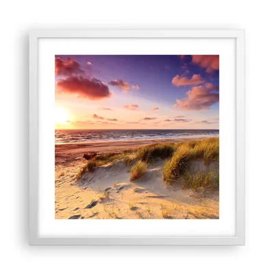 Produktbild von Gerahmtes Poster - Weißer Rahmen - Meer Strand Düne - 40x40 cm - Wand Bild - Wanddeko - Wandbilder - Kunstposter - Wandposter - Bilderrahmen - Bilder - Kunstdruck - Wandbild - P2WAC40x40-3540