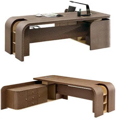 Produktbild von Moderner Eckschreibtisch aus MDF, PVC und Edelstahl in Schwarz