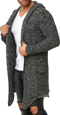 Produktbild von Red Bridge Herren Strickjacke Übergangsjacke Cardigan Asymmetric Long Cut Kapuze