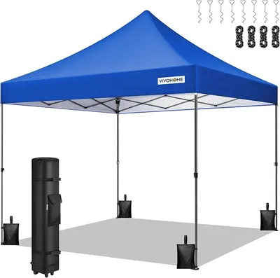 Image de Tente pliante pop-up pour l'extérieur, avec sac de transport, idéale pour le camping, les pique-niques, les fêtes et les événements en jardin. Couleur : bleu