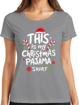 Produktbild von This is my Christmas Pajama Shirt - Weihnachten Xmas Christmas Damen T-Shirt, Grau, XL