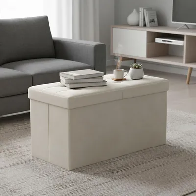 Produktbild von SONGMICS Sitztruhe mit Deckel, Sitzbank mit Stauraum, für Eingangsbereich, Aufbewahrungsbox, 38 x 76 x 38 cm, Samt, weiß