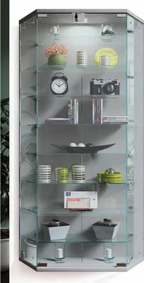 Produktbild von VCM Glasvitrine hängend | Vitrine Glas mit ESG-Sicherheitsglas | Maße ca. H. 114 x B. 83 x T. 17 cm | Hängevitrine Glas | Modern und platzsparend | Glas Vitrinenschrank - Benila XL