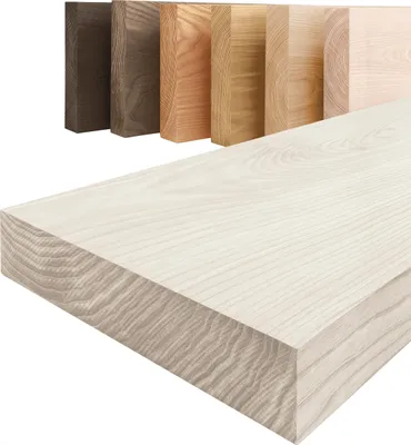 Image de LAMO Manufaktur Étagère bois massif sans pièces de fixation | Étagère 120 cm largeur pour salon, bureau | Couleur: blanc, Bord: droit | Bois massif, design moderne, belle veinure, style naturel