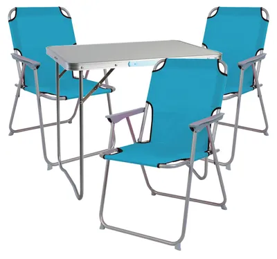 Image de ensemble de meubles de camping 4 pièces aluminium L70xB50xH59cm essence