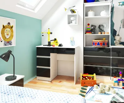 Image de Bureau de 90 cm avec 4 tiroirs, bureau d'ordinateur, bureau de travail pour le bureau et les enfants