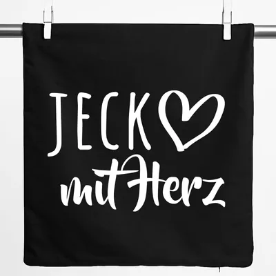 Produktbild von Huuraa Kissenbezug Jeck mit Herz 40x40cm Black Baumwolle Dekokissenbezug Geschenkidee