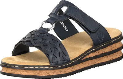 Produktbild von Rieker Damen Pantolette mit T-Riemen schmal geschnitten 629K9, Größe:41 EU, Farbe:Blau