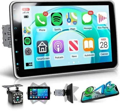 Productafbeelding van Draadloze Carplay Autoradio 1 DIN met Draadloze Android Auto Bluetooth 10 Inch Touchscreen