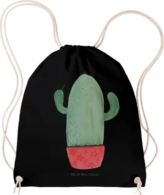 Produktbild von Mr. & Mrs. Panda Säckchen Kaktus Wut - Schwarz - Geschenk, Kakteen, gymnastiktasche, ärgern, kordelrucksack, Stoffrucksack, gym rucksack, Chefin, wander, Kollege, Büro