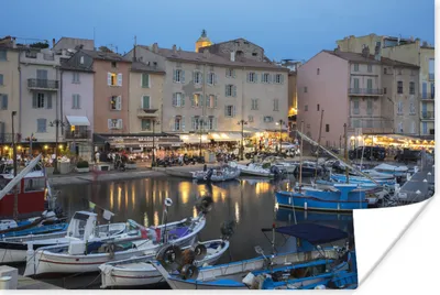 Produktbild von MuchoWow® Poster Der Hafen von Saint-Tropez in der Abenddämmerung in Frankreich 90x60 cm - Schlafzimmer