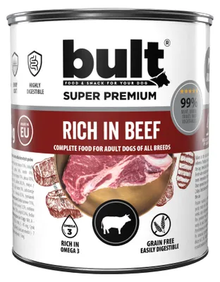 Produktbild von BULT | Hundefutter - Nassfutter für Hunde Rindfleisch - Rindfleisch Hundefutter Dose 800 g - Hundefutter - getreidefrei