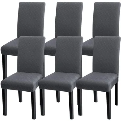 Produktbild von Stuhlhussen 6er Set Dunkelgrau Universal Stretch Abnehmbar für Esszimmerstühle