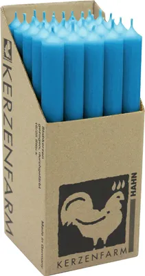 Produktbild von Stabkerzen aus Paraffin, 250/22 mm, Petrol, KERZENFARM HAHN, Brenndauer ca. 12h, 25 Stück pro Verpackung