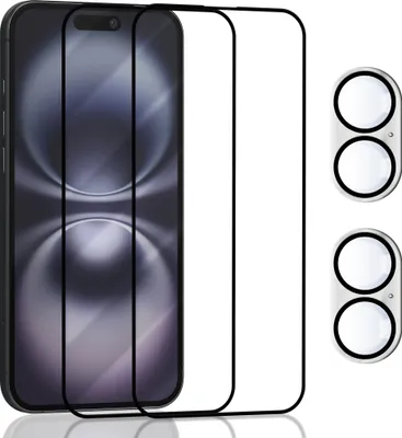 Produktbild von 2-Pack Displayschutzfolie & 2-Pack Objektivschutz fur Iphone 16 aus 9H gehärtetem Glas