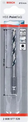 Image de Bosch 1 HSS PointTeQ Hex 6x57x98