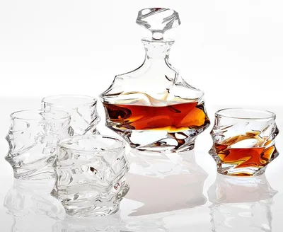 Immagine prodotto di Casa Padrino Set di bicchieri di cristallo per whisky e cognac - 4 bicchieri da whisky con decanter - Accessori per hotel e ristoranti