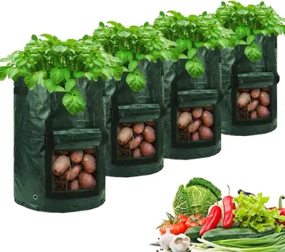 Obrázok produktu pre 5ks výsadba vrece 3 galón výsadba vrece výsadba vrecia pre zemiaky paradajky kvety jahody, zelená