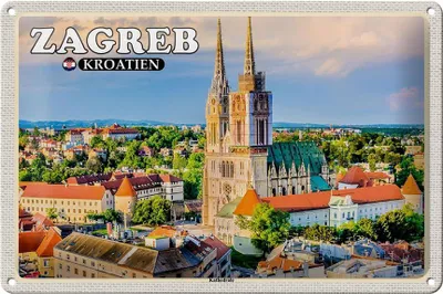 Produktbild von Blechschild Reise 30x20cm Zagreb Kroatien Kathedrale Bischofskirche