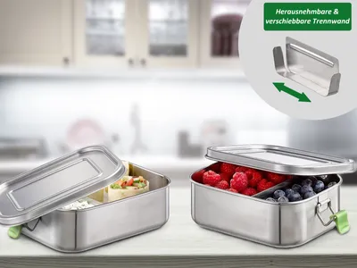 Produktbild von Edelstahl Lunchbox, auslaufsichere Brotdose, Vesperdose, Brotzeitbox, Brotbox