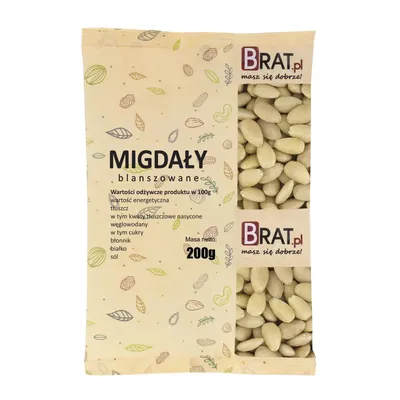 Zdjęcie produktu dla Migdały blanszowane 200g Brat.pl