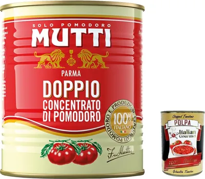 Produktbild von 3x Mutti Doppio Concentrato di Pomodoro, Doppeltes Tomatenkonzentrat,100% Italienische Tomate, 880g + Italian Gourmet Polpa di Pomodoro 400g Dose