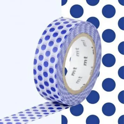 Image de Ruban adhésif décoratif à pois - bleu foncé - 1,5 cm x 7 m