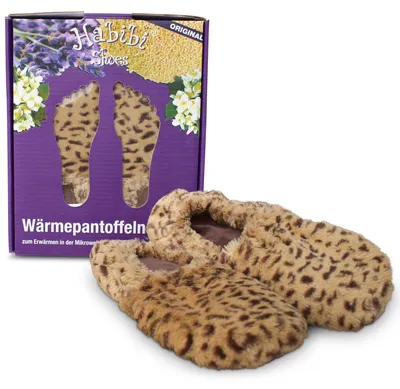 Produktbild von Habibi Wärmeschuhe aufheizbare Thermo Hausschuhe Fußwärmer für Mikrowelle & Ofen - Leo, Schuhgröße L (EU 41-45)