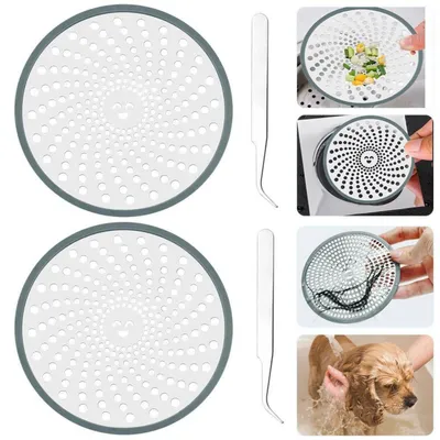 Produktbild von Abflusssieb Dusche 2 Stück Edelstahl Haarsieb 11cm mit Pinzette