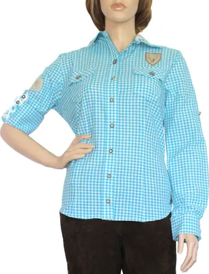 Produktbild von Trachtenbluse Damen Trachten lederhosen-bluse Trachtenmode türkis kariert OB12-türkis, Größe:42