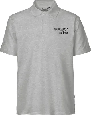 Produktbild von Huuraa Herren Polo Shirt Hamburger mit Herz XL Sport Grey Bio Baumwolle Fairtrade Poloshirt Geschenkidee